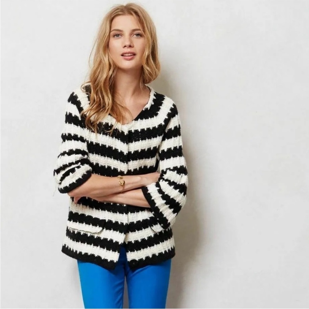 Anthropologie HWR Monogram Wool & Angora
Blend Knit Cardigan Sweater